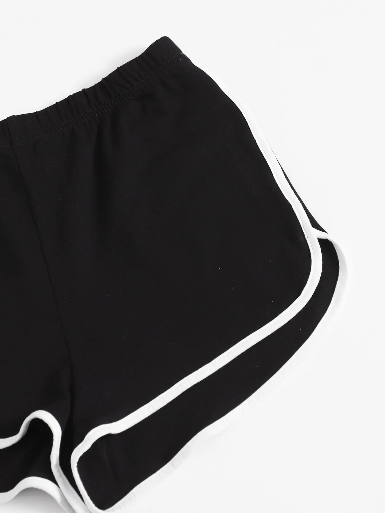 Sporty Contrast Binding High Waist Women Shorts