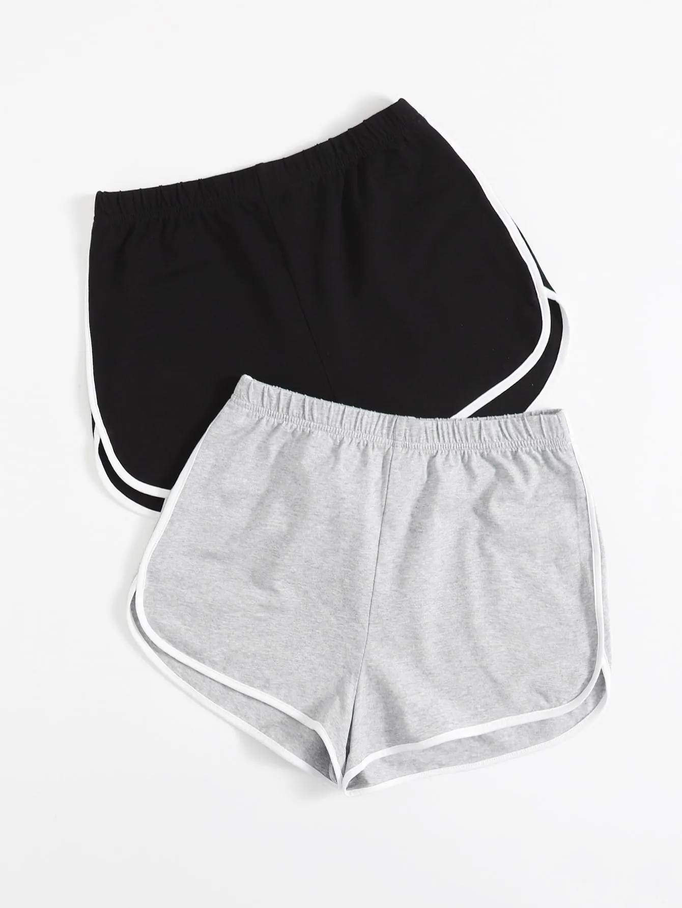 Sporty Contrast Binding High Waist Women Shorts