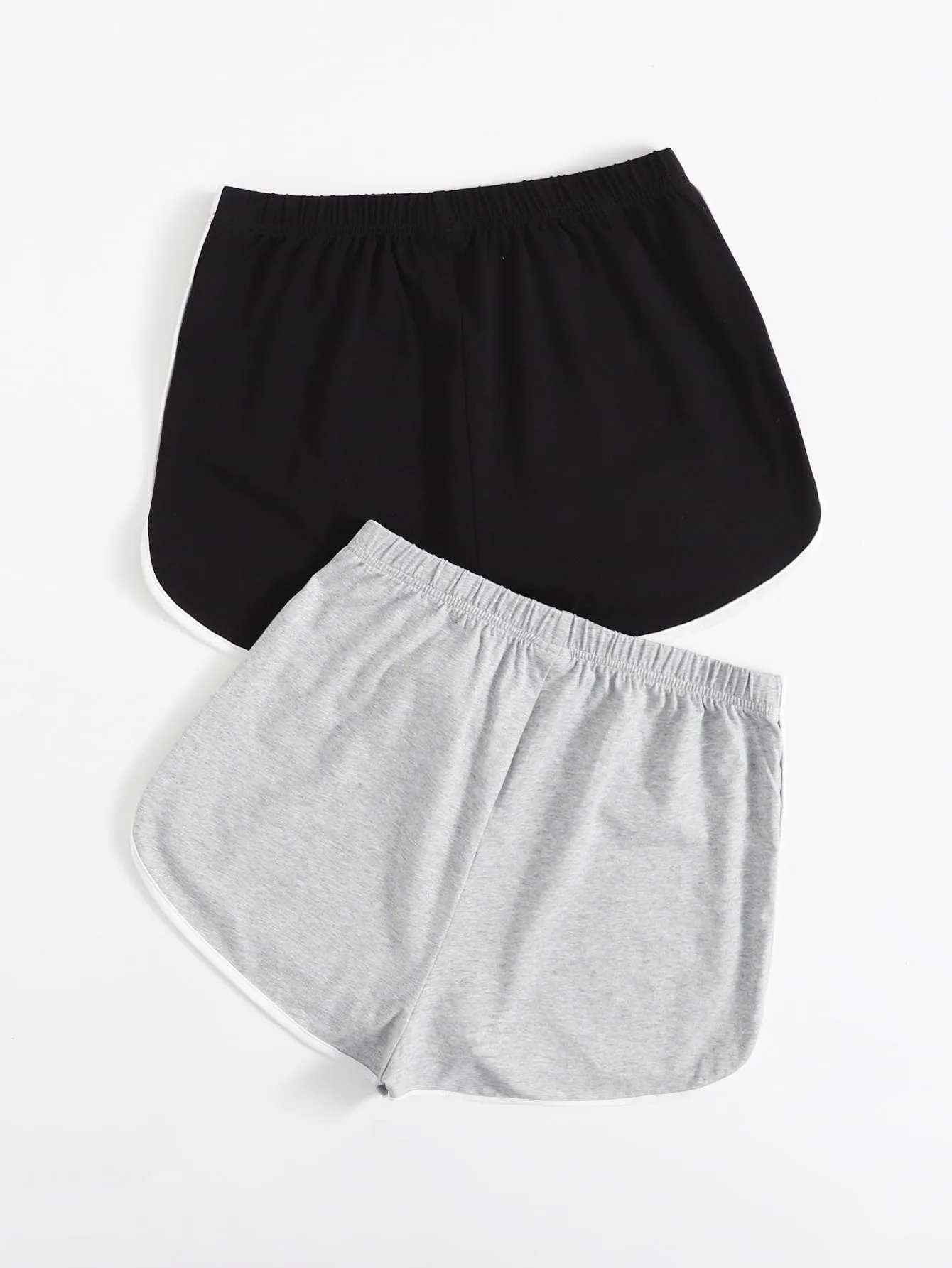 Sporty Contrast Binding High Waist Women Shorts