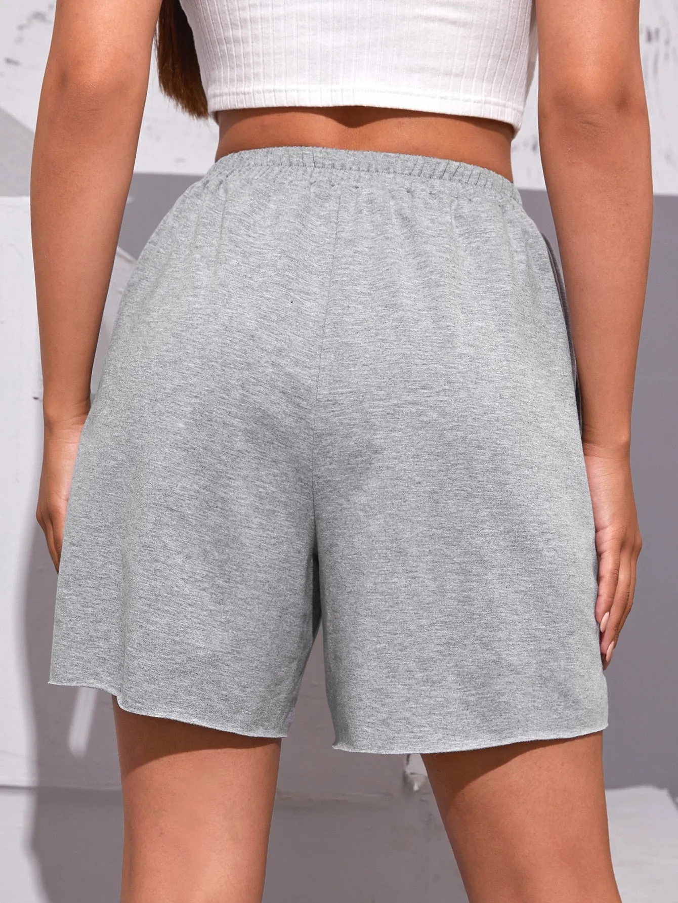 Sporty Plain Pocket High Waist Women Shorts