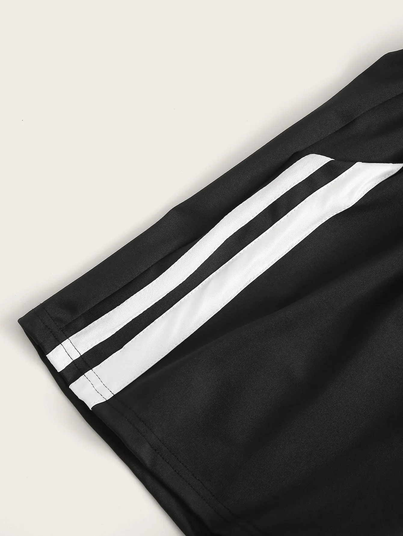 Sporty Striped Drawstring High Waist Women Shorts