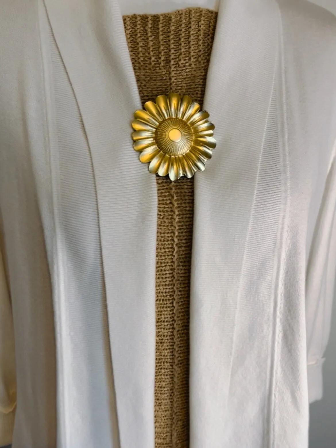 Sweater Clips Flat Gold Sunflower Cardigan Clasp for Sweater Clip for Sweater Guard Birthday Gift Kimono Fastener Gift for Her by Fabulici