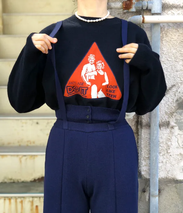 TAN/"DO IT" OVERSIZE CREWNECK PULLOVER(NAVY)