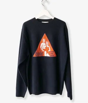 TAN/"DO IT" OVERSIZE CREWNECK PULLOVER(NAVY)
