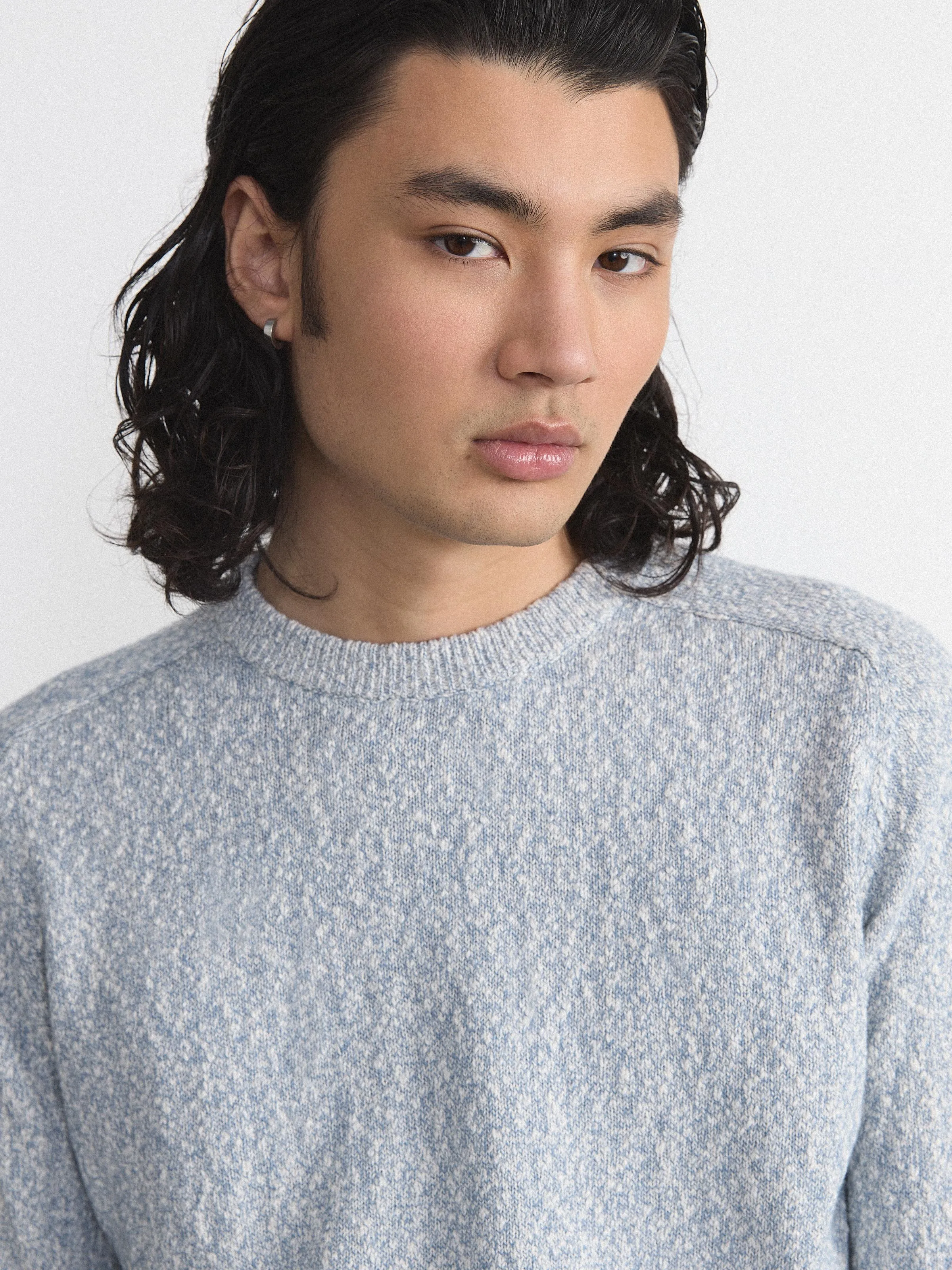 The Marled Raglan Sweater in Storm Blue