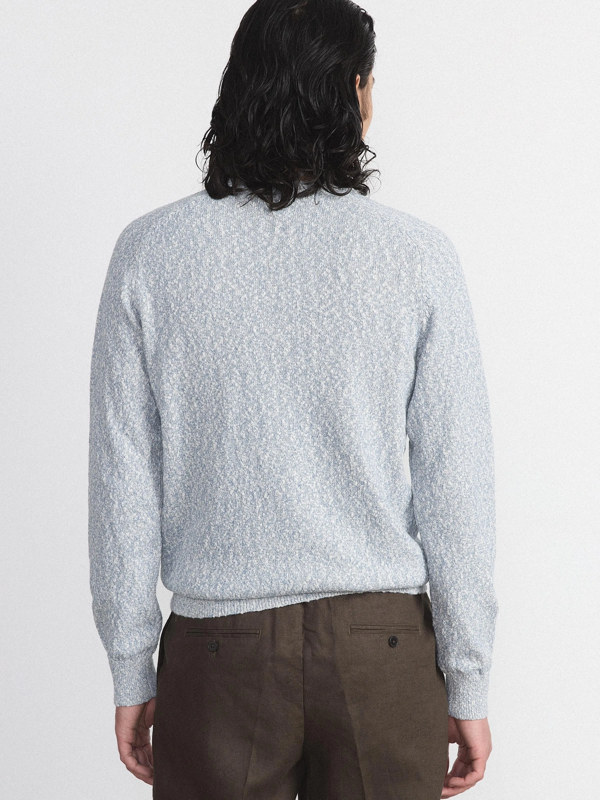 The Marled Raglan Sweater in Storm Blue