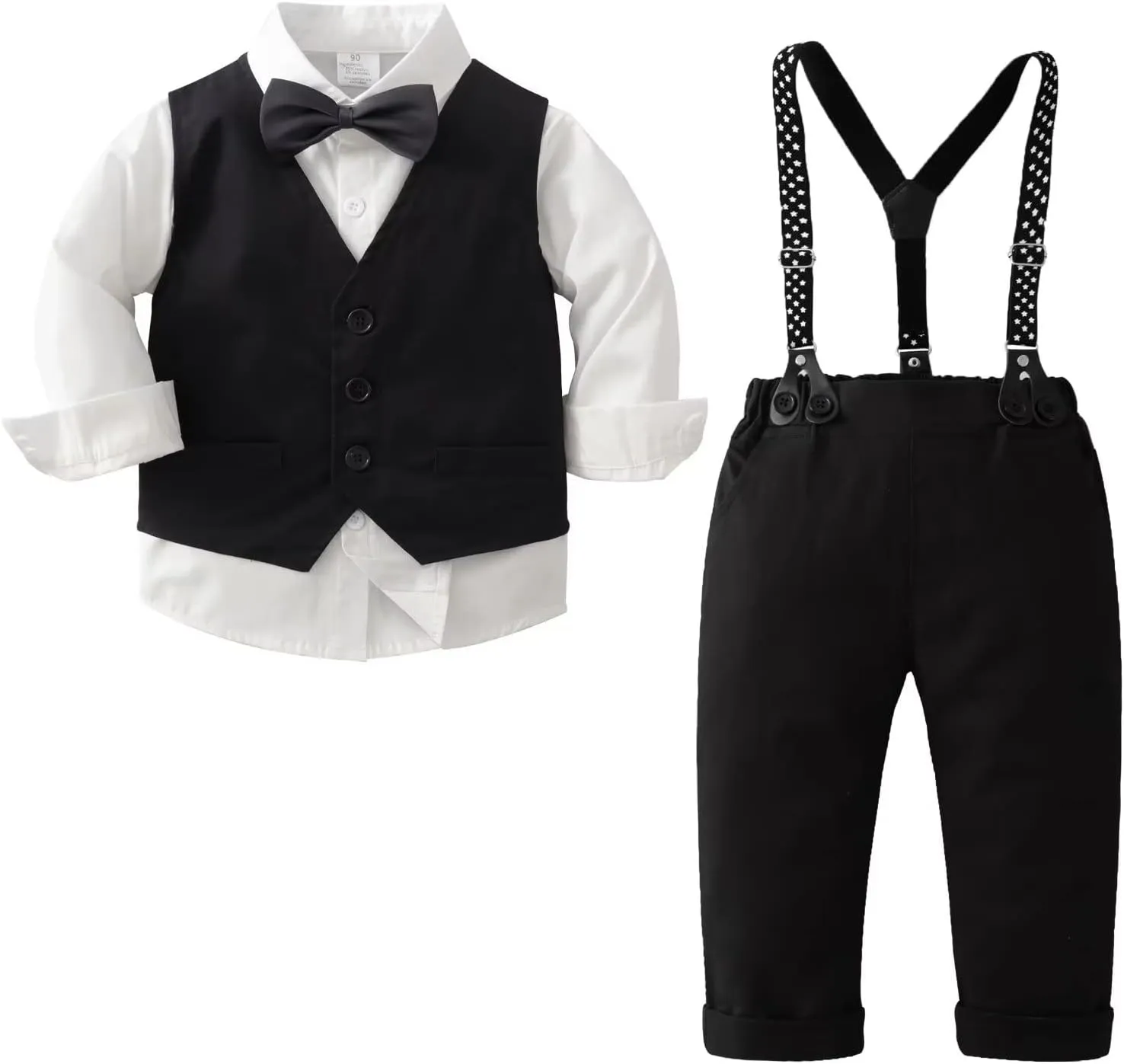 Tiepant Boys 3-Piece Vest Suits Long Sleeve Gentleman Outfits Set for Toddler
