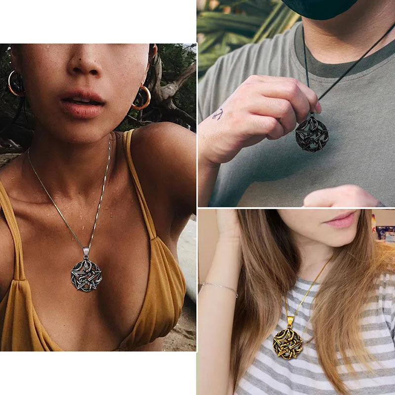 Tokyo Mart Men Wiccan Necklace Pentagram Entwined Snake Pendant Jewelry 316L Stainless Steel