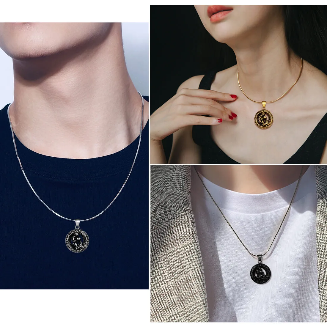 Tokyo Mart Men Zodiac Aquarius Necklace Pendant Star Sign Constellation Jewelry Women Boys Girls Birthday Gift