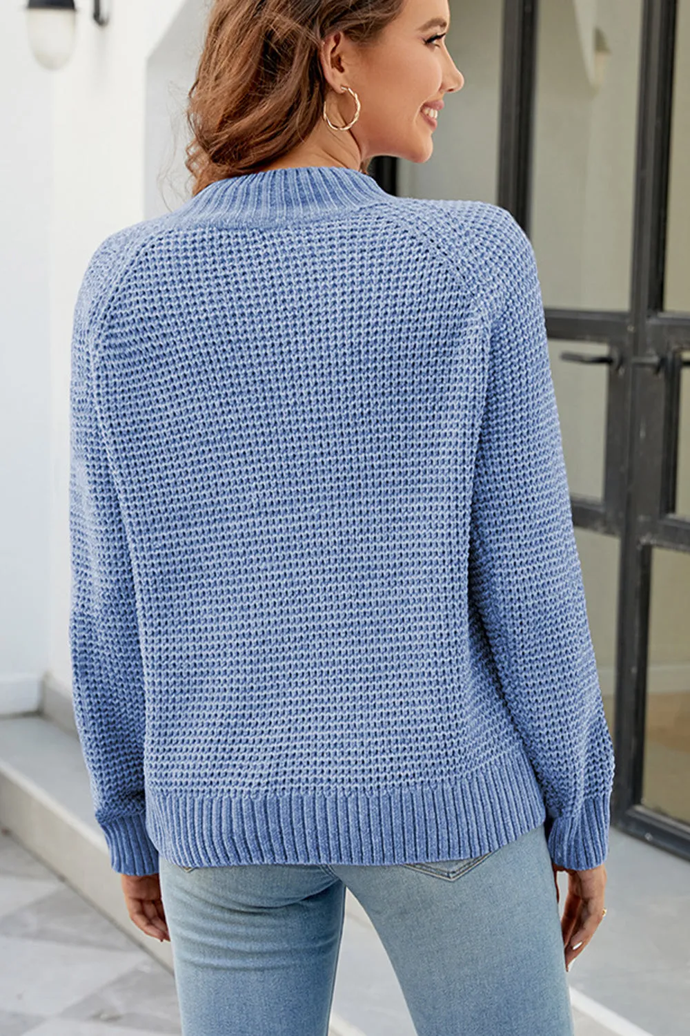 Waffle-Knit Reglan Sweater