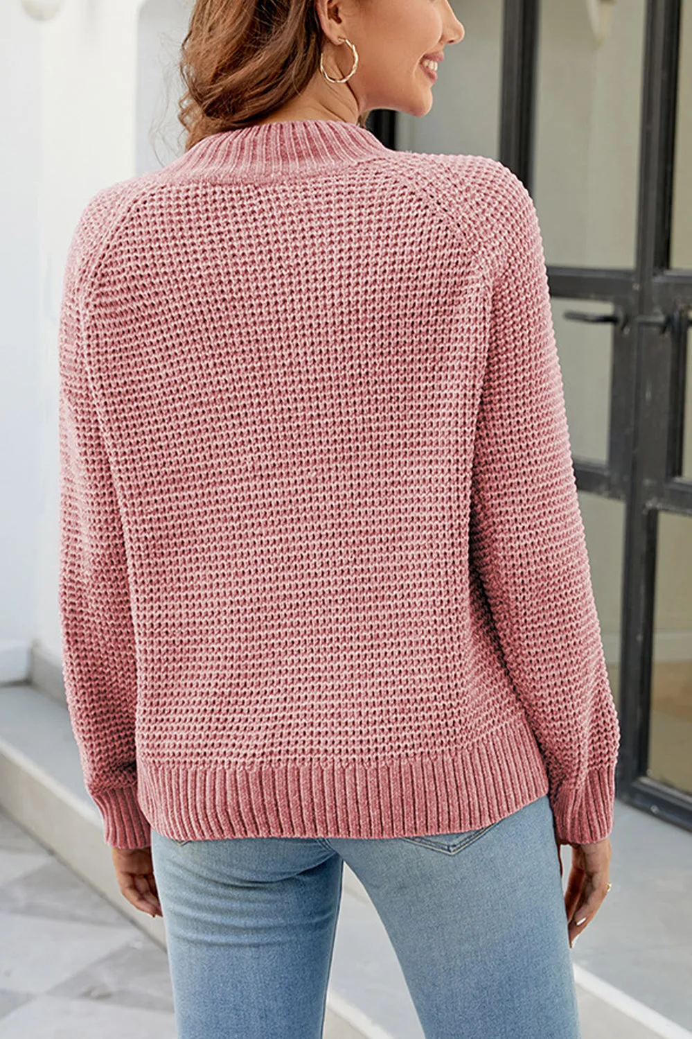Waffle-Knit Reglan Sweater