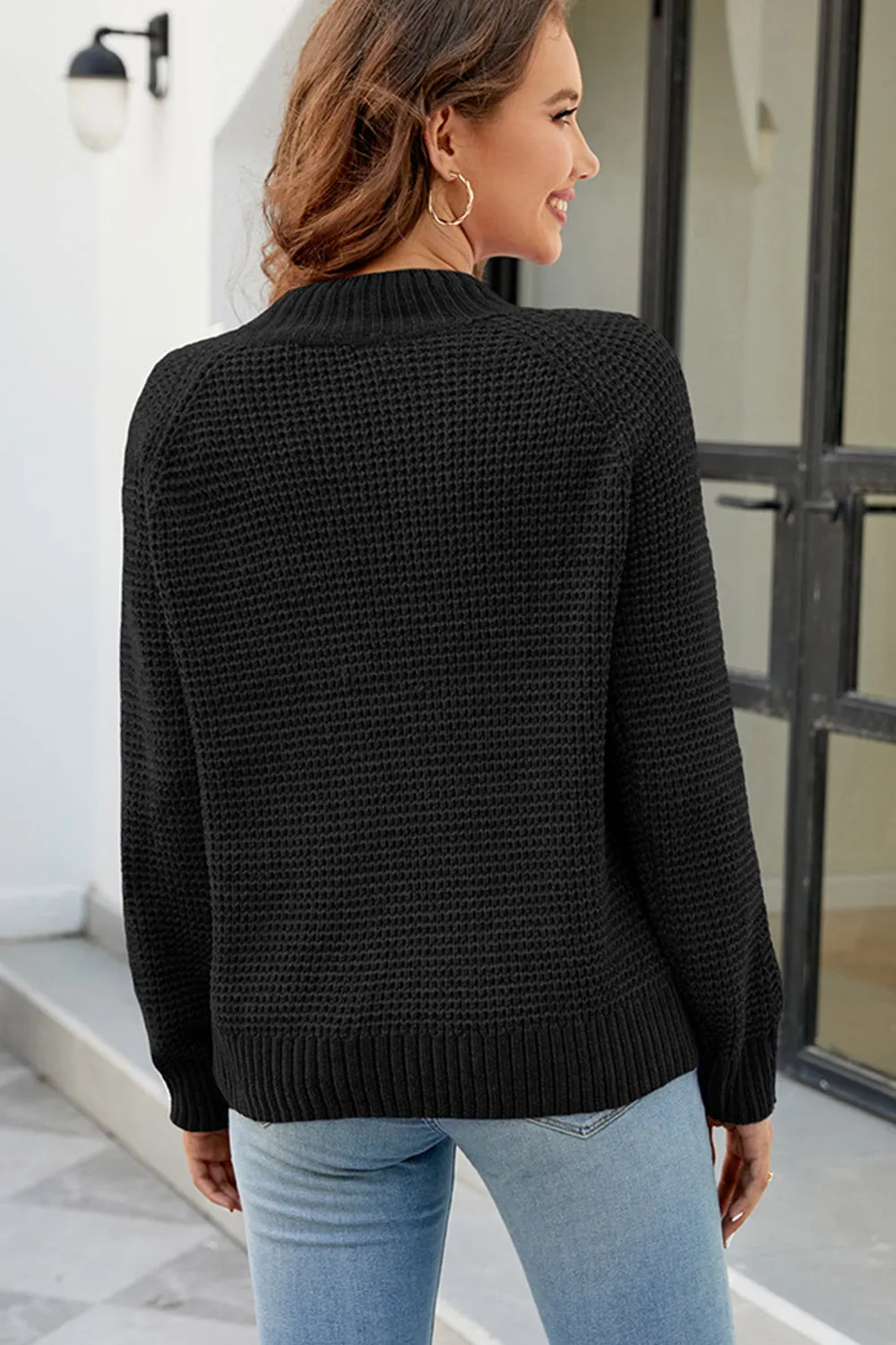 Waffle-Knit Reglan Sweater