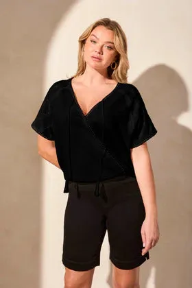 Wear 2 Ways Top with Raglan Sleeves-Black