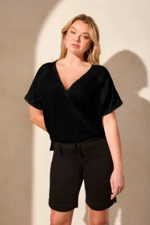 Wear 2 Ways Top with Raglan Sleeves-Black