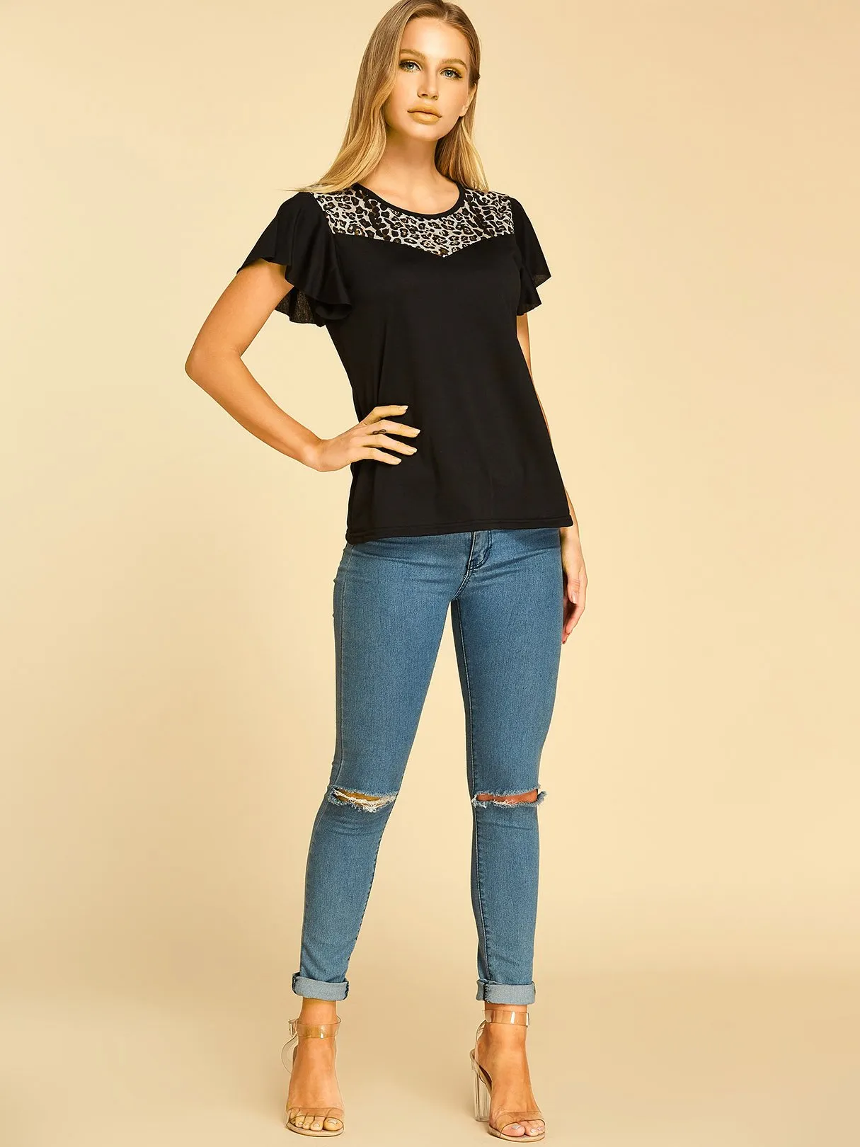 Wholesale Round Neck Leopard Short Sleeve T-Shirts