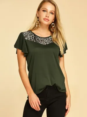 Wholesale Round Neck Leopard Short Sleeve T-Shirts