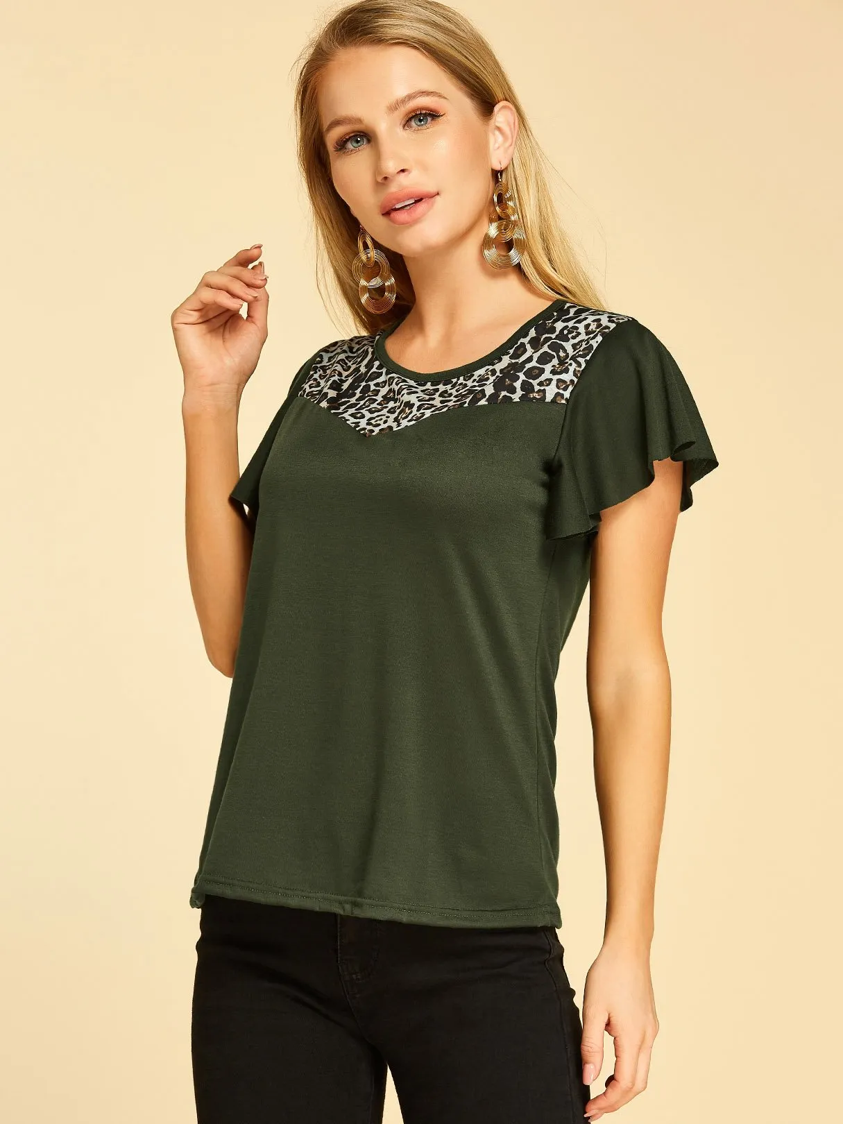 Wholesale Round Neck Leopard Short Sleeve T-Shirts
