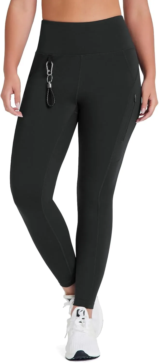 Women's 27" High Waisted Hiking Leggings with Zipper Pockets Tummy Control Workout Running Yoga Cargo Pants