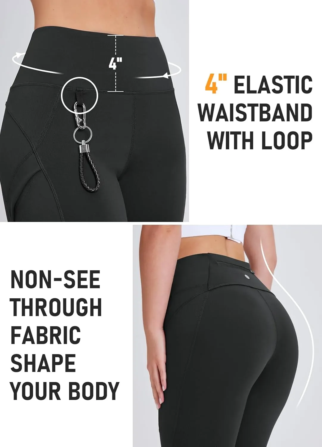 Women's 27" High Waisted Hiking Leggings with Zipper Pockets Tummy Control Workout Running Yoga Cargo Pants