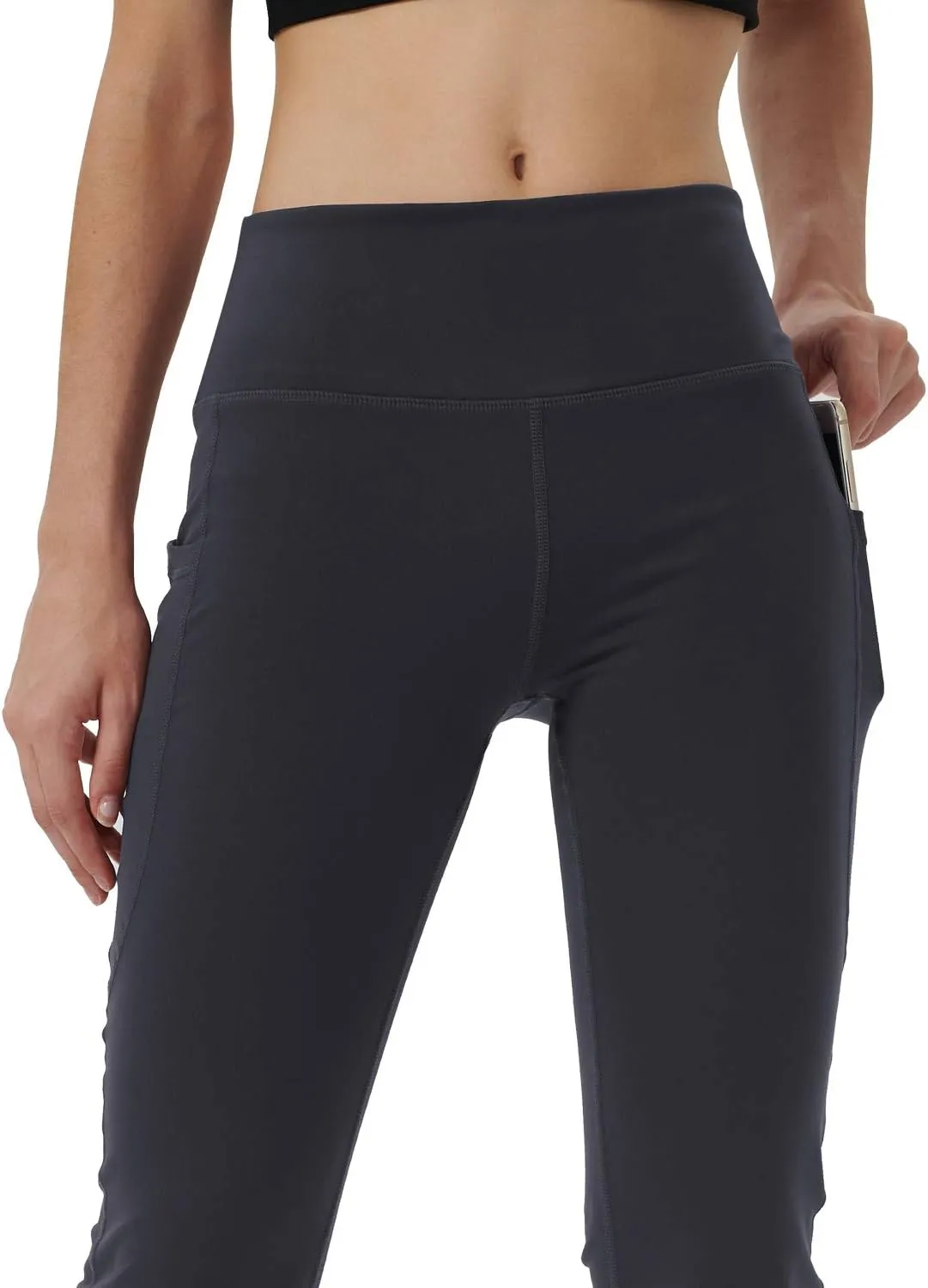 Women's Bootleg Yoga Pants with Hidden Pockets Tummy Control Running Legging Long Bootcut