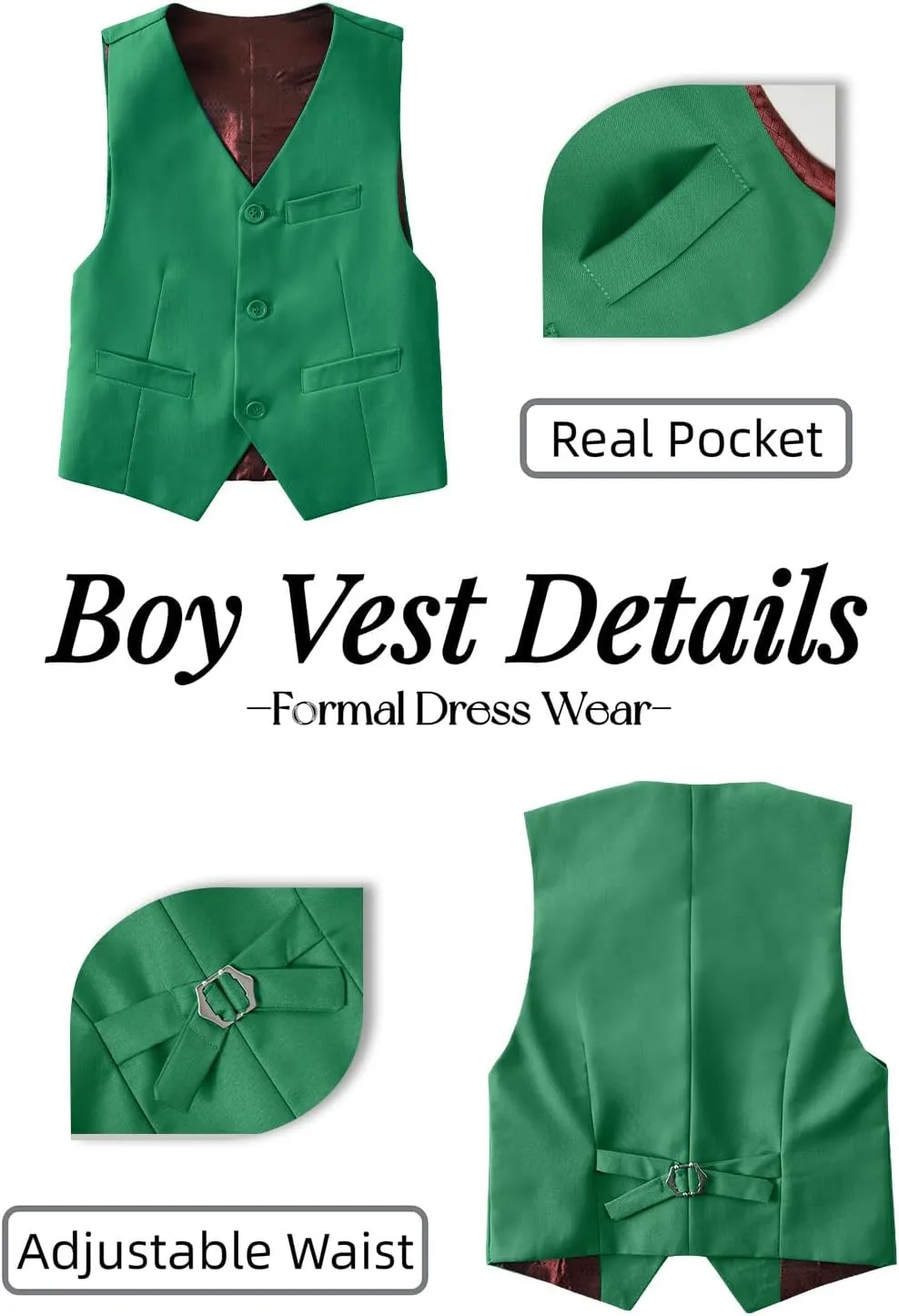 Yanlu Boys Suits Set Vest Pants Dress Shirt and Tie for Toddler Kids Formal Dresswear