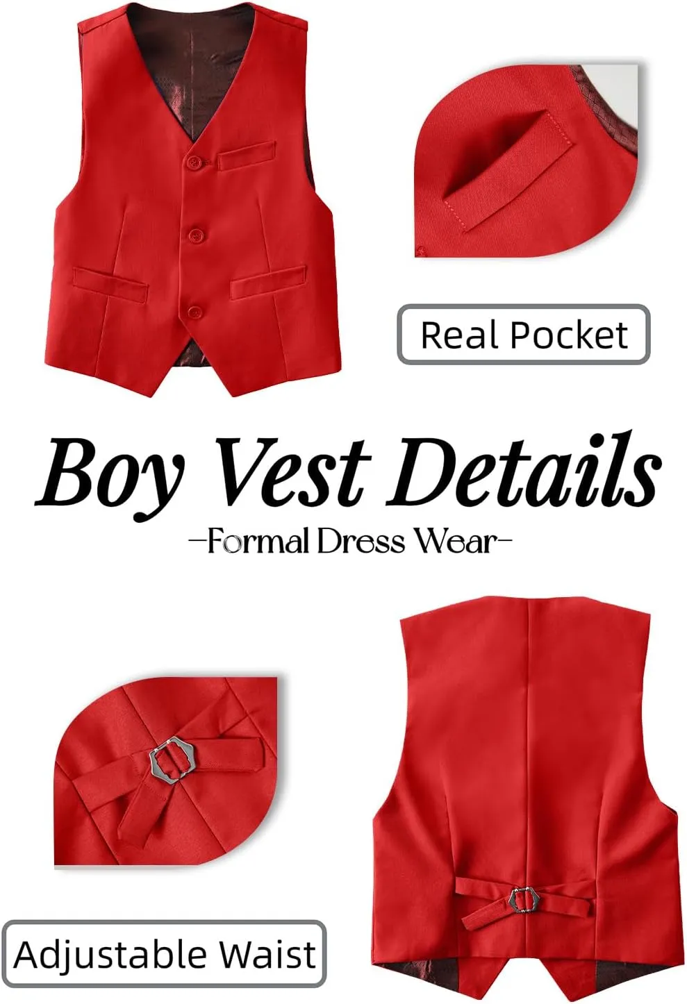Yanlu Boys Suits Set Vest Pants Dress Shirt and Tie for Toddler Kids Formal Dresswear